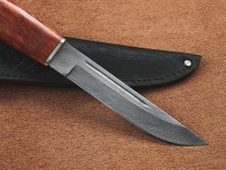 Финский нож Леуку, дамасская сталь, рукоять мореная карельская берёза