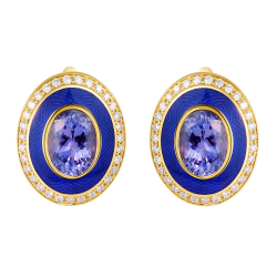 Серьги с Танзанитами, эмаль, E0084-4/5