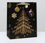 Пакет ламинированный "Золотистая ёлка" 26x32x12см 5001261