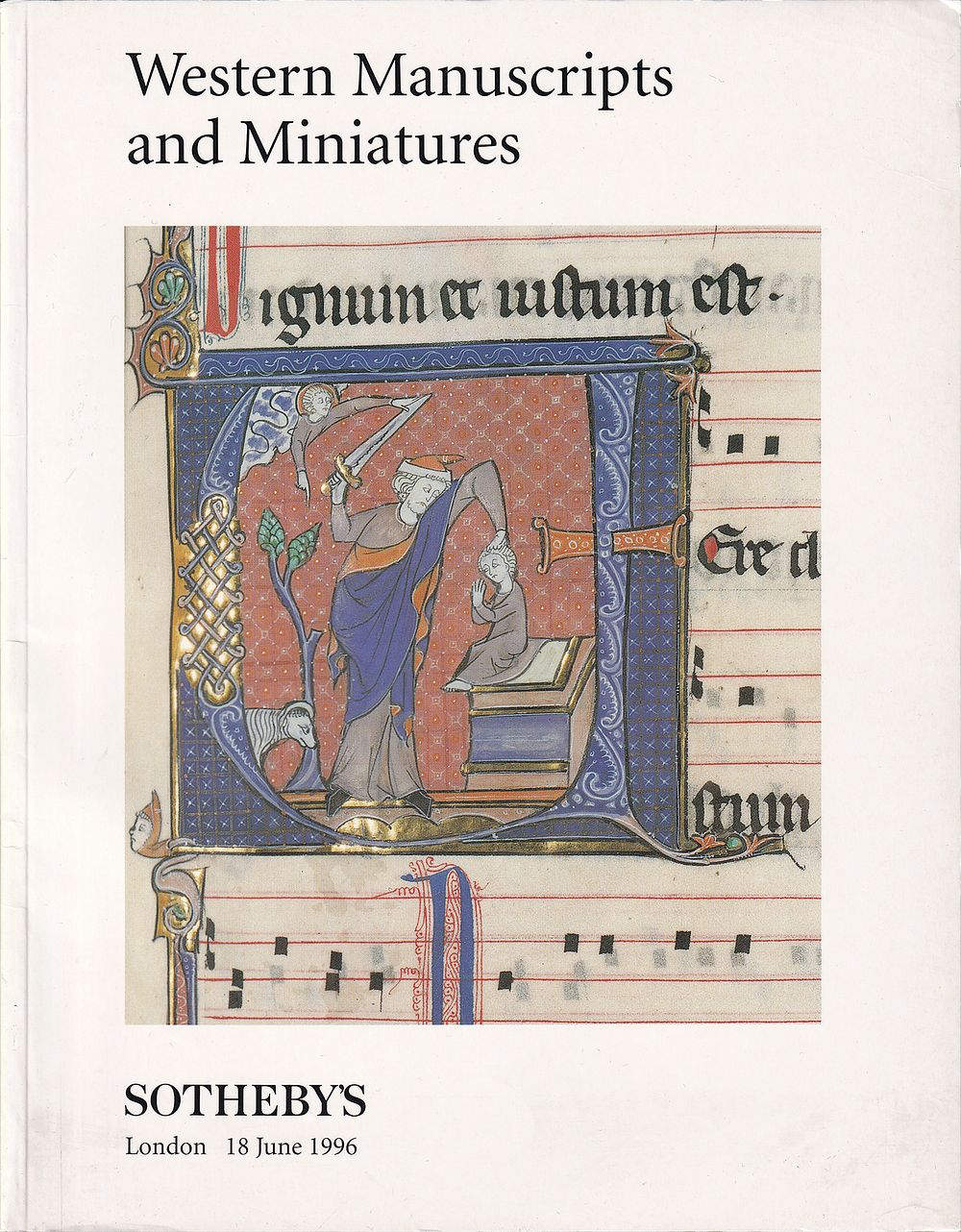 Каталог аукциона Sotheby's, Лондон, Западноевропейские рукописи и книжная миниатюра от 18 июня 1996 года
