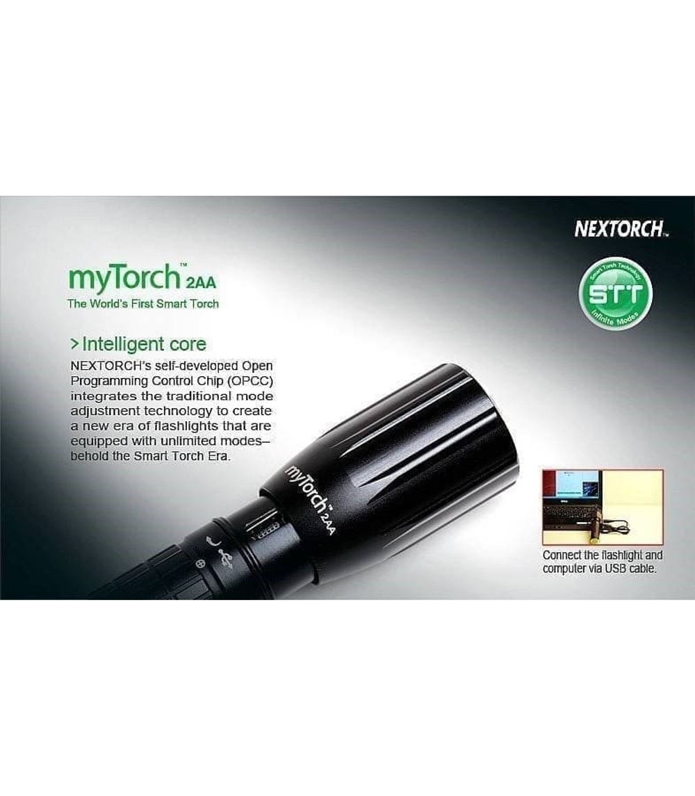 Умный фонарь NexTorch светодиодный MyTorch LED / 140 люмен / 2 x AA / USB подзарядка (nt-mt2aa)