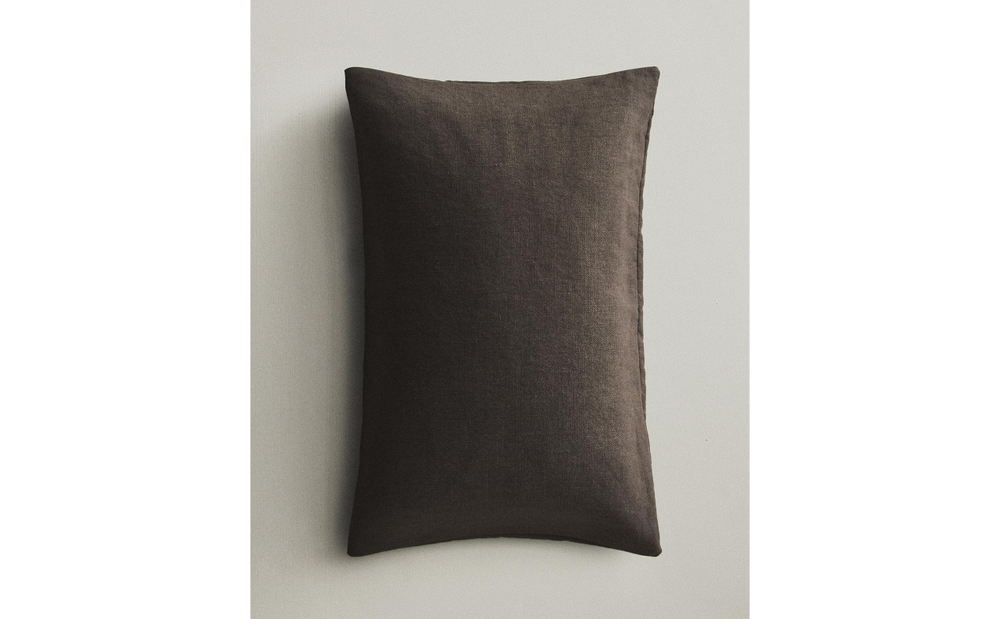 Zara Home наволочка декоративная из льна, коричневый, 40x60 см