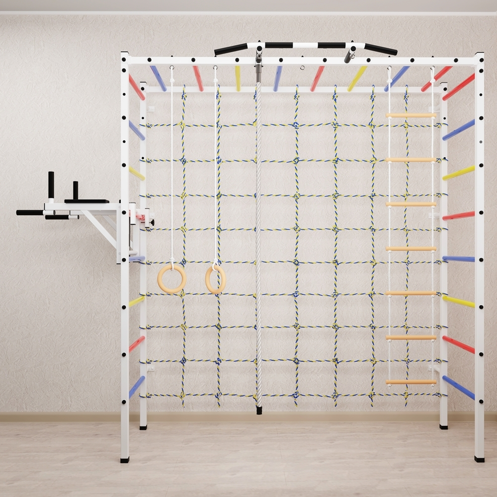 Спортивный комплекс Sv Sport П 407 (Турник/Брусья/Канат/Kольца/Лестница/Сетка)