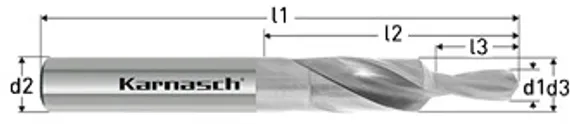 Короткое ступенчатое сверло Karnasch M3, 90°, HSS-XE, DIN 1897, арт. 40.1040.030