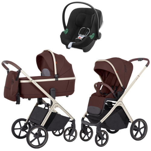 Коляска Carrello Vector CRL-6550 и автокресло Cybex Aton B2 Volcano Black 3 в 1 Sienna Beige