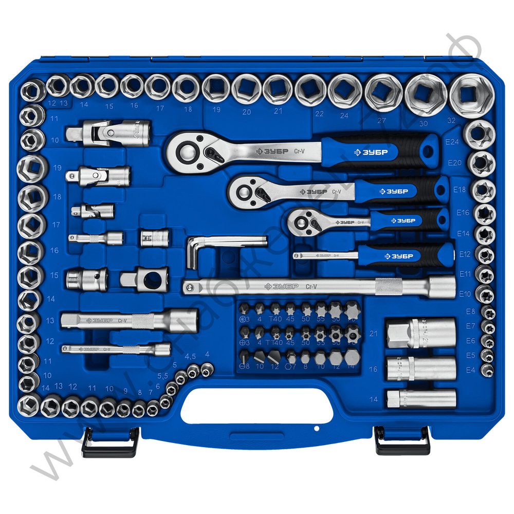 ЗУБР А-150, 150 предм., (1/2″+ 3/8″+ 1/4″), универсальный набор инструмента, Профессионал (27637-H150)