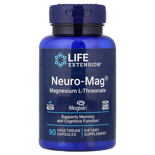 Life Extension, Neuro-Mag®, L-треонат магния, 90 вегетарианских капсул (48 мг в 1 капсуле)