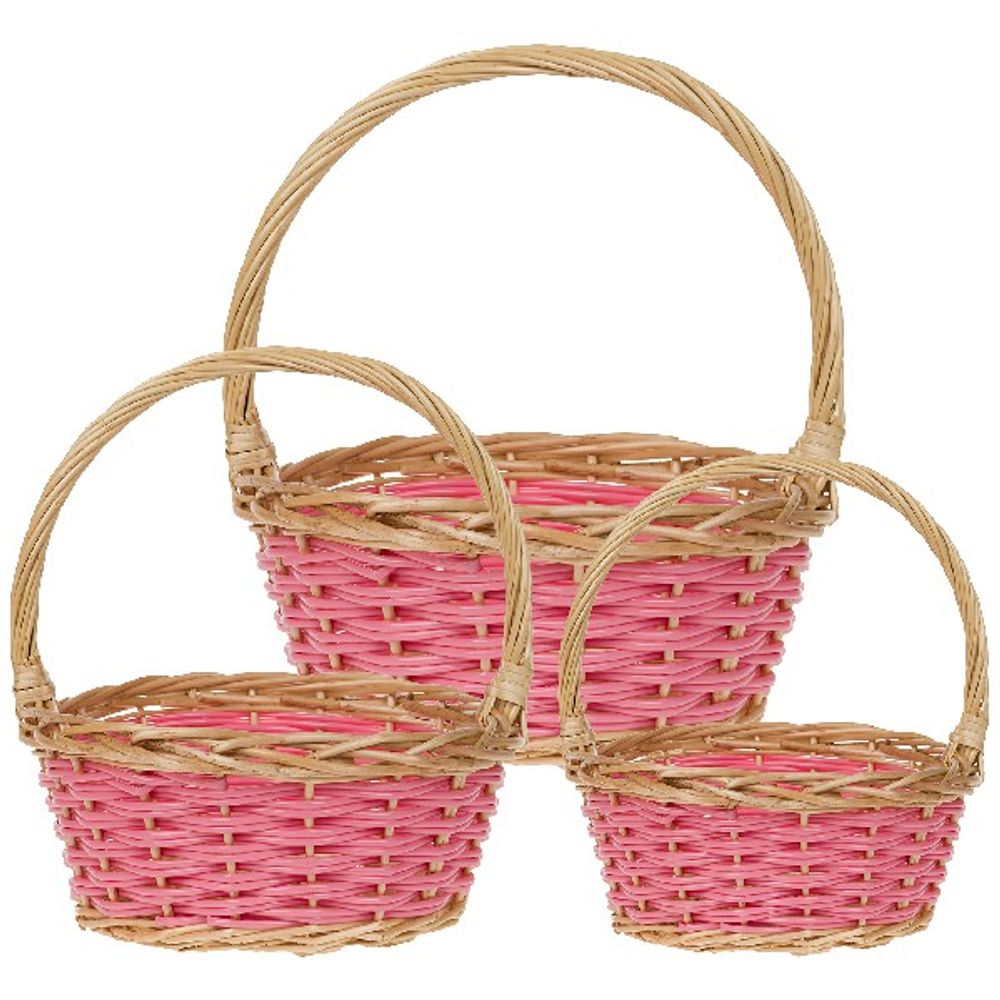 Корзина НАБОР/3шт "Кант" (ива) D33xH14/37см-D22xH11/26см (Розовый)