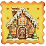 Подставка под кружку керамическая 10,5*10,5см «Печенька» пряничный домик с ёлочками