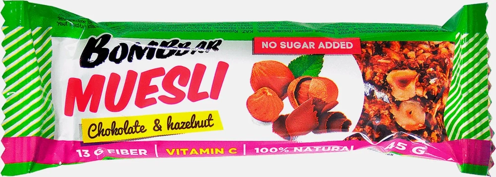 Батончик Bombbar мюсли мультизлаковый Фундук 45г