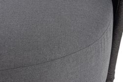 "Монтелла" диван 3-местный плетеный из роупа, каркас алюминий темно-серый (RAL7024) муар, роуп темно-серый круглый, ткань темно-серая 027