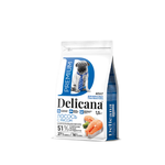 Cухой полнорационный корм для собак мелких пород лосось с рисом Delicana 1,5кг