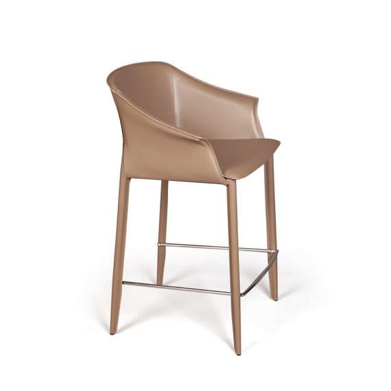 Полубарный стул Gio, серо-коричневая кожа