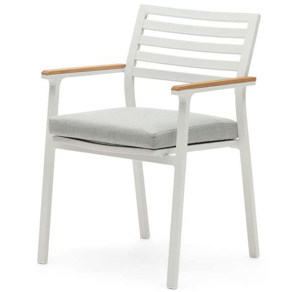 Bona Уличный стул из алюминия в белой отделке и массива тикового дерева
