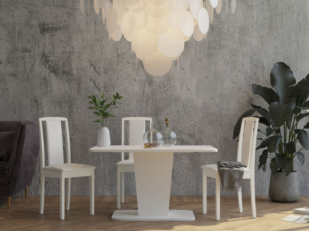 Стол кухонный обеденный раздвижной Белый Шагрень/Антрацит, Киото, 120х75х75 см