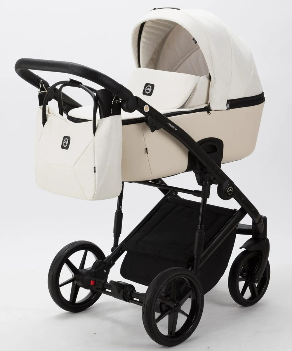 Детская коляска Adamex Mobi 3 в 1 M-PS106 (КРЕМОВЫЙ+ЗОЛОТО БЛЕСТКИ+КРЕМ.КОЖА)