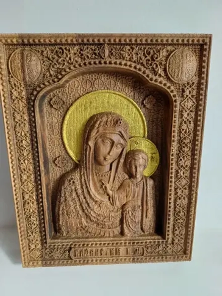 Освященная Икона Казанской Божией Матери 19x23.8см дуб - Кб