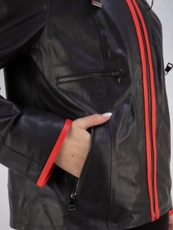 Куртка женская кожаная натуральная с капюшоном Турция