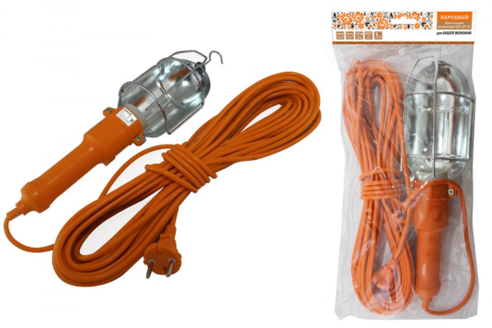 Светильник переносной Народный УП-2Р-10, 60 Вт, Е27, 10м.  (код.407670)