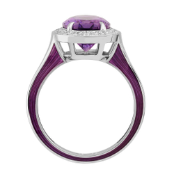 Кольцо с Аметистом и Бриллиантами, Эмаль, R0143-01/3