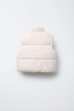 ZARA ЖИЛЕТ WATER-REPELLENT С КАРМАНАМИ, ЭКРЮ