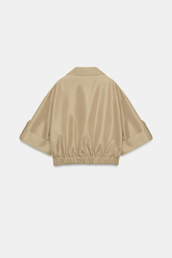 ZARA УКОРОЧЕННЫЙ ТРЕНЧ С КОРОТКИМИ РУКАВАМИ, РЫЖЕВАТО-КОРИЧНЕВЫЙ