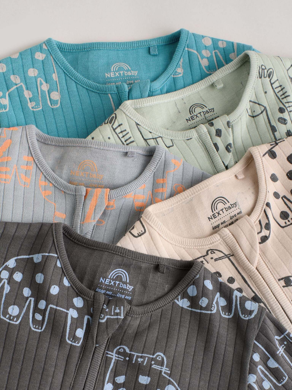 Комбинезон / Cлип для малышей Next E19-561, 5 шт., Бежевый, Серый, Голубой