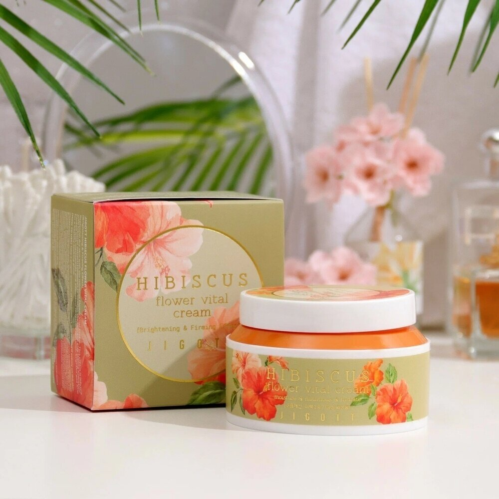 JIGOTT HIBISCUS FLOWER VITAL CREAM Крем для лица с экстрактом гибискуса