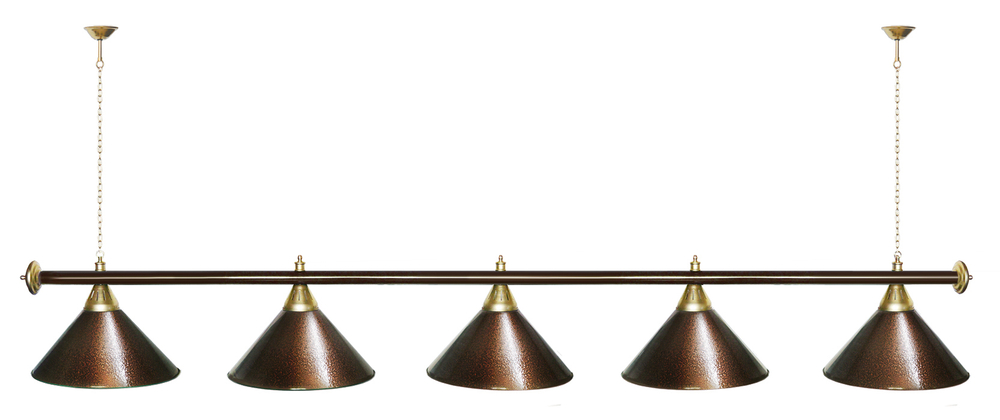 Лампа STARTBILLIARDS 5 пл. (плафоны зеленые,штанга зеленая,фурнитура золото)