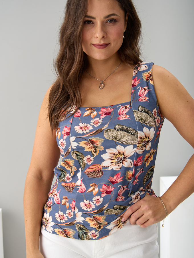 Майка М-040/индиго-тропическиелистья