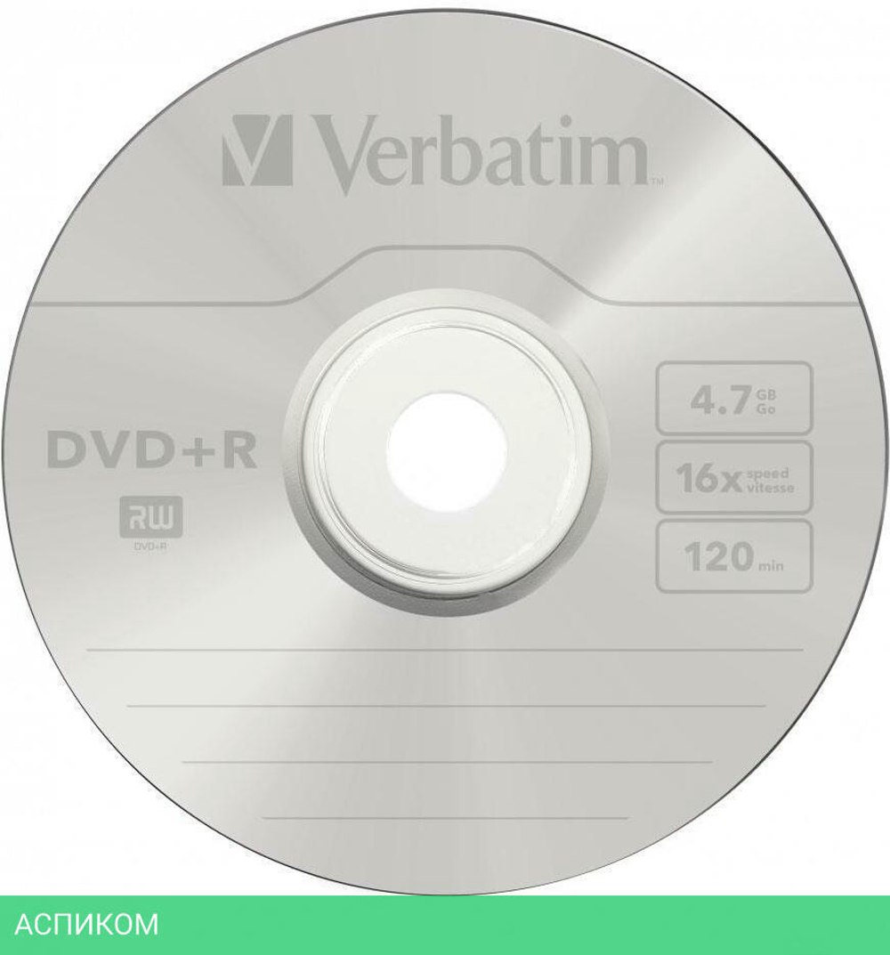 DVD-R диск Verbatim 4.7GB 16x Cake Box (43498)