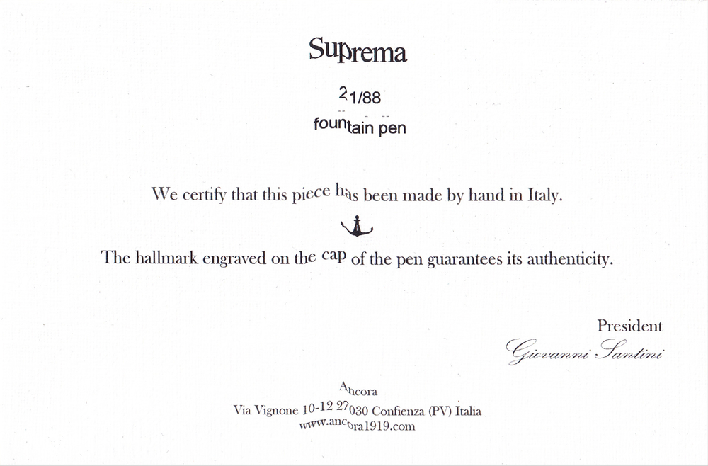 Коллекционная перьевая ручка Ancora, серия Suprema