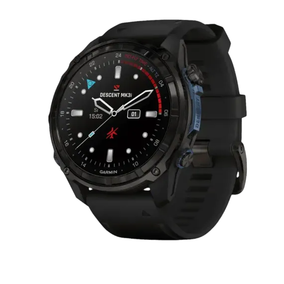 Garmin Descent Mk3i – 51 мм, титановый угольно-серый, DLC, черный силиконовый ремешок
