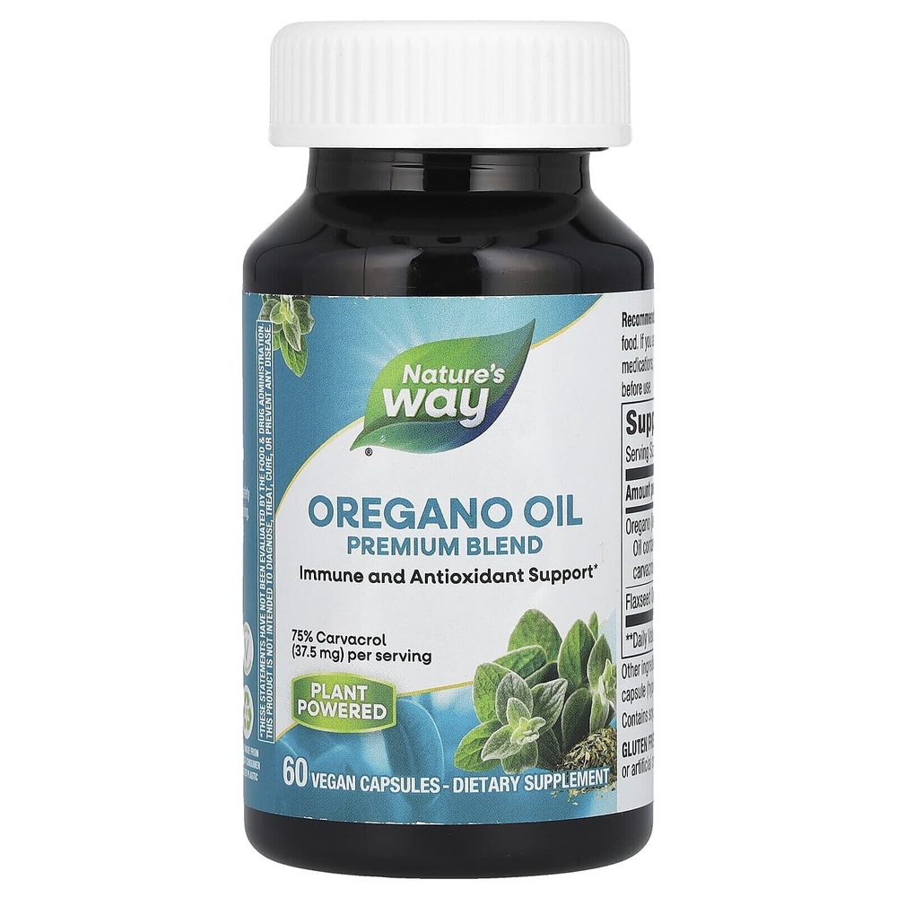 Nature's Way, масло орегано, 60 веганских капсул