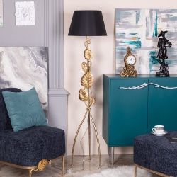 Светильник напольный торшер Monstera Deliciosa (Монстера) с абажуром Сити-2 Черный