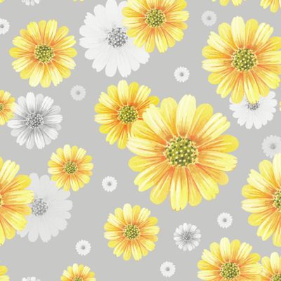 Желтые хризантемы на сером.