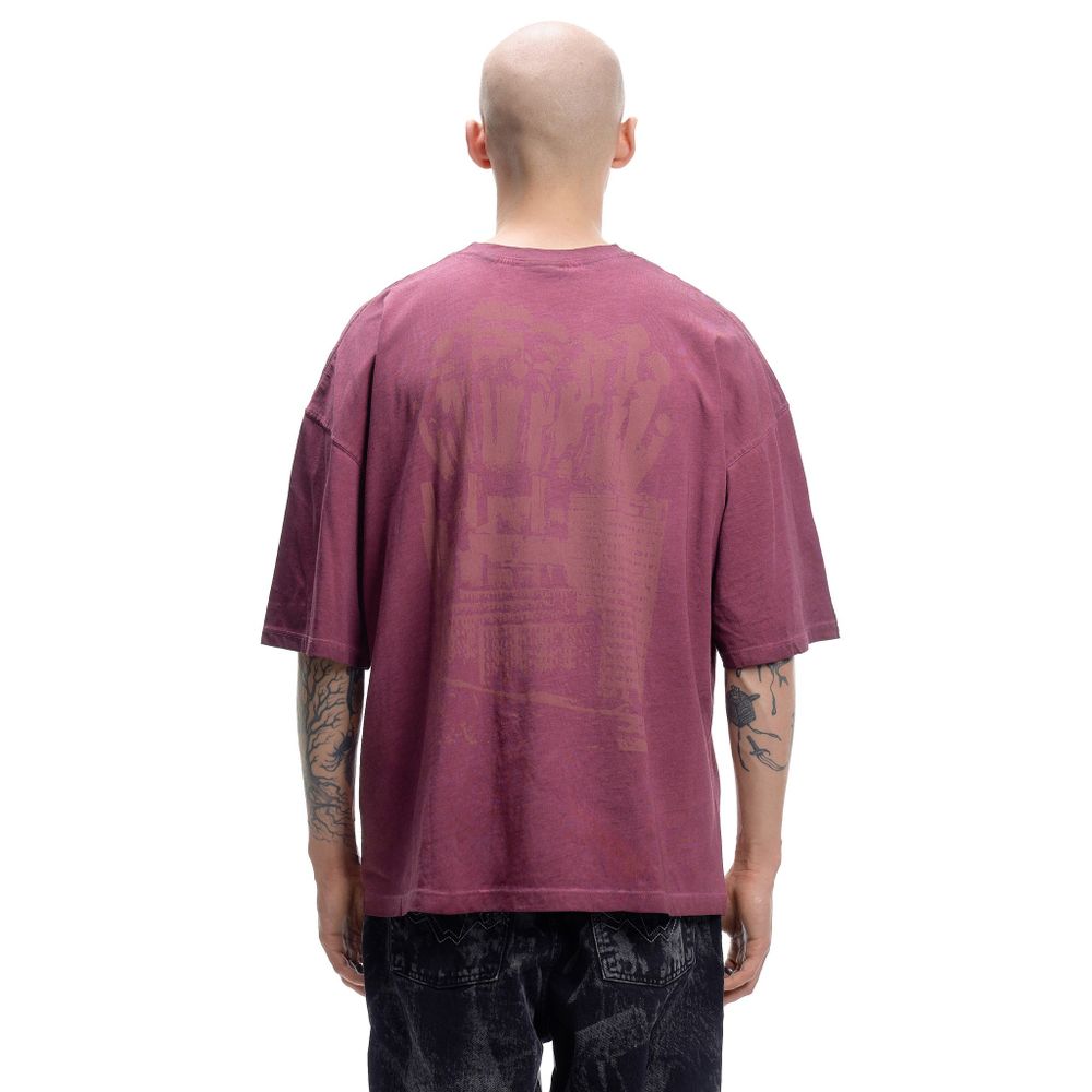Футболка Issaya Omen Burgundy Garment Dyed бордовая