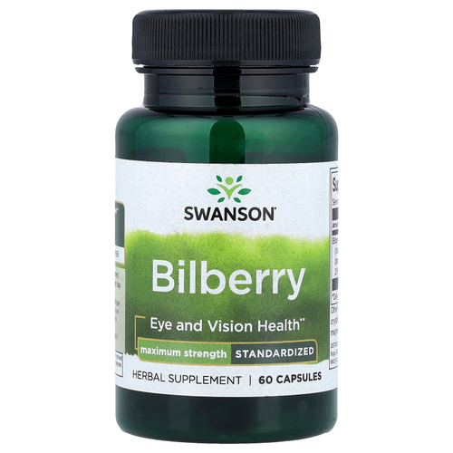 Swanson Vitamins, черника, стандартизированная, 60 капсул (250 мг в 1 капсуле)