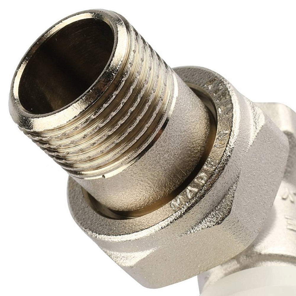 Вентиль ручной регулировки угловой STOUT - 1/2" (ВР/НР-американка, PN10, Tmax 120°C, шток металл по металлу)