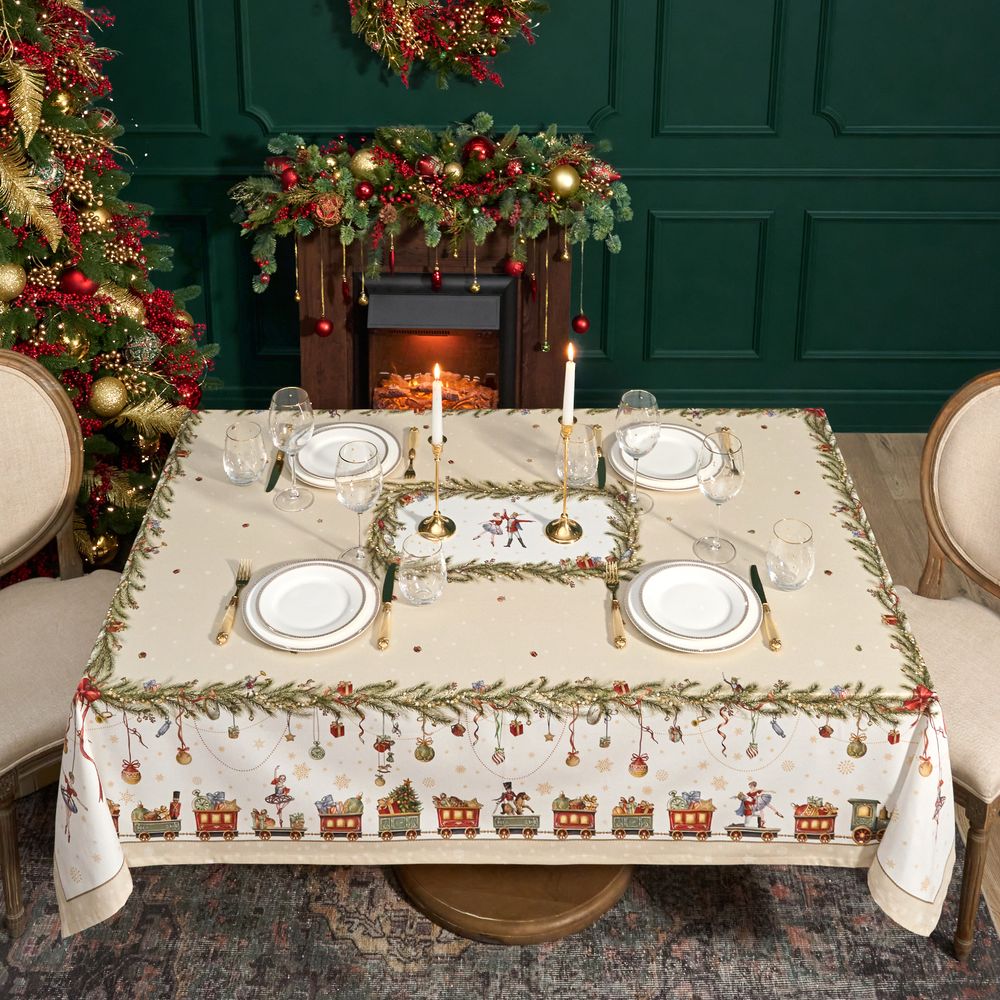 СКАТЕРТЬ "ЩЕЛКУНЧИК" 160Х220СМ БЕЖЕВЫЙ,100% ХЛОПОК,ТВИЛ