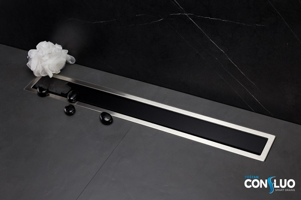 Душевой лоток Pestan Confluo Premium Black Glass Line 650