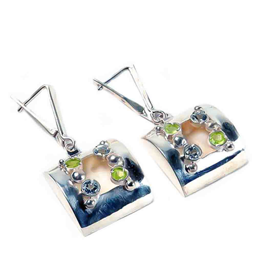 Серьги "Эйр" топаз, хризолит