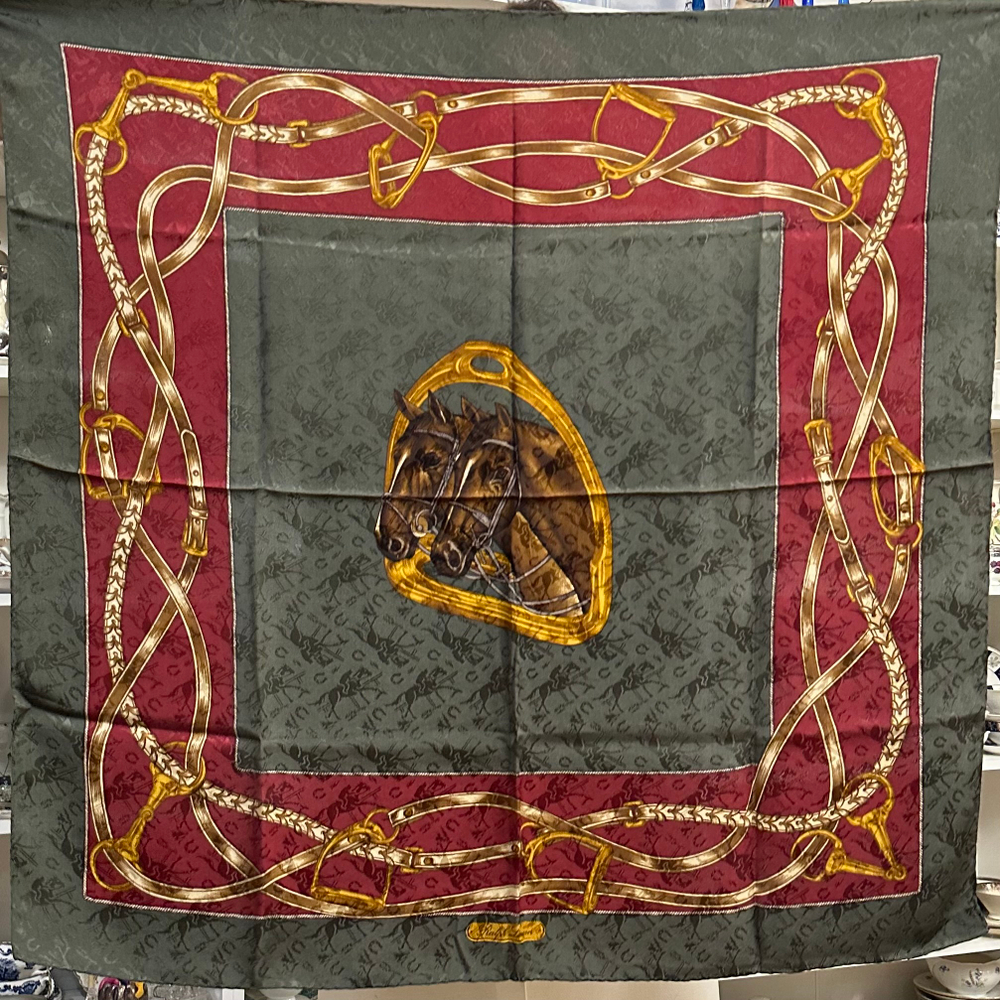 Платок зелёный с бордовой каймой Ralph Lauren