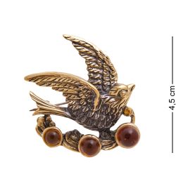 AM-3504 Брошь «Стриж» (латунь, янтарь)