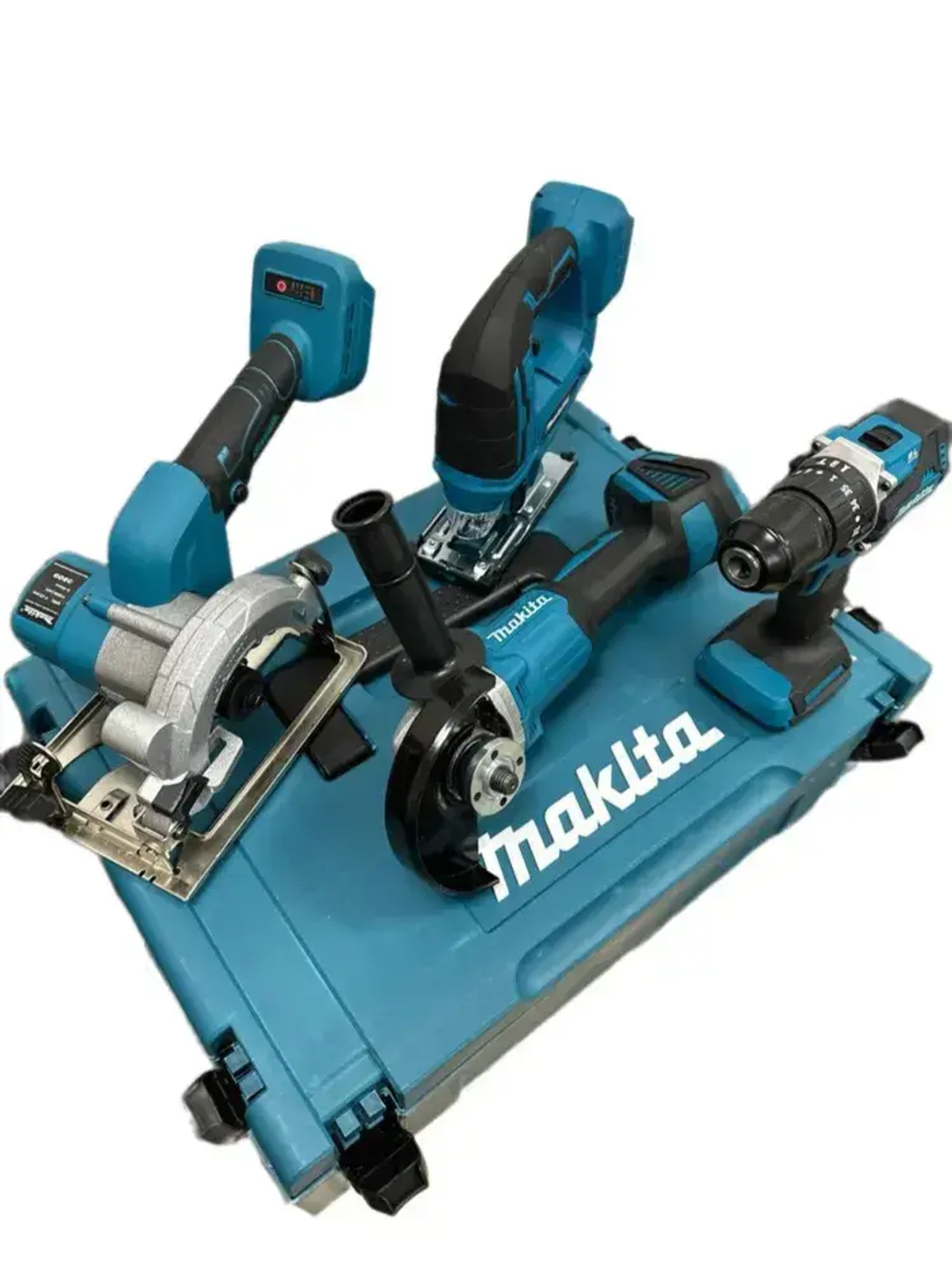 Инструменты аккумуляторные в кейсе 4в1 Лобзик, Болгарка, Шуруповерт , Дисковая пила