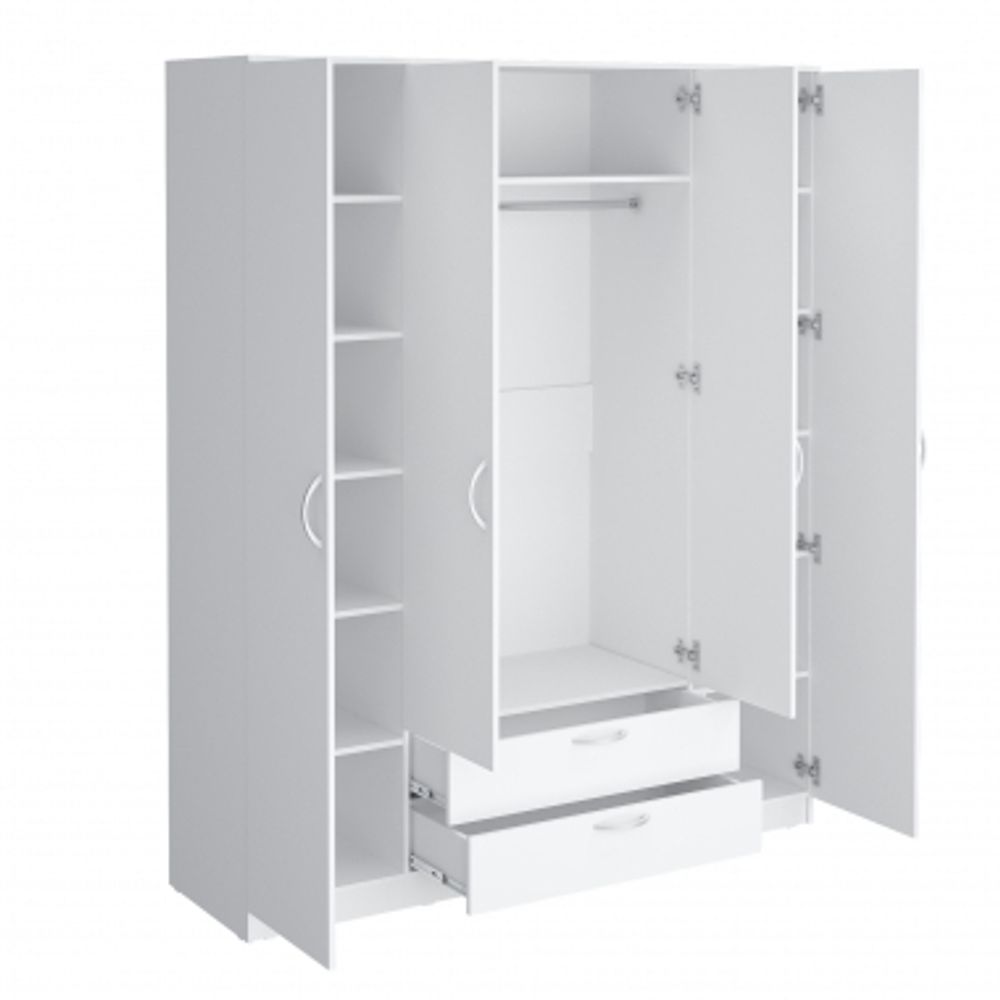 Шкаф гардеробный 1600 Париж (Белый), МФ 1+1, г. Уфа