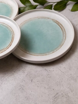 Набор 2 шт тарелок с бортом, 21 см Аквамариновое золото