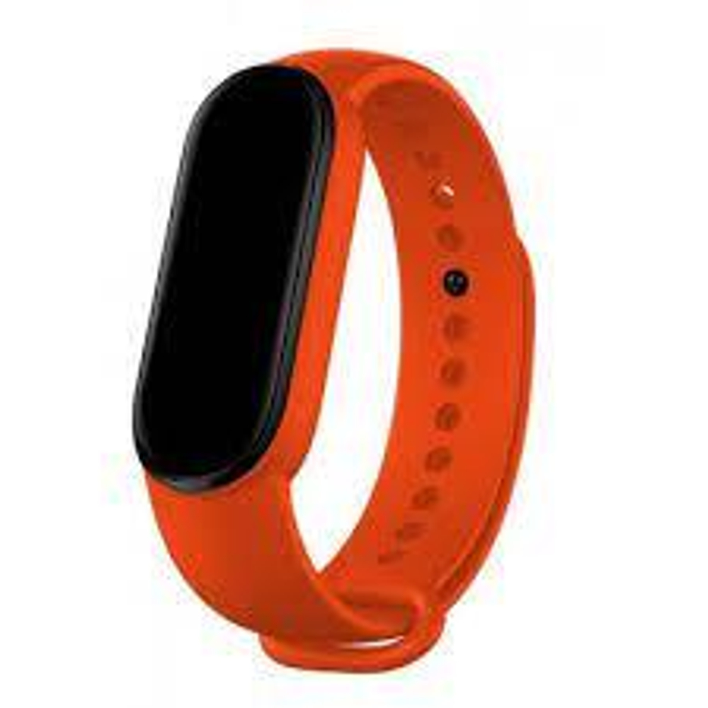 Сменный ремешок MI Band 5 оранжевый с белой вставкой Zibelino