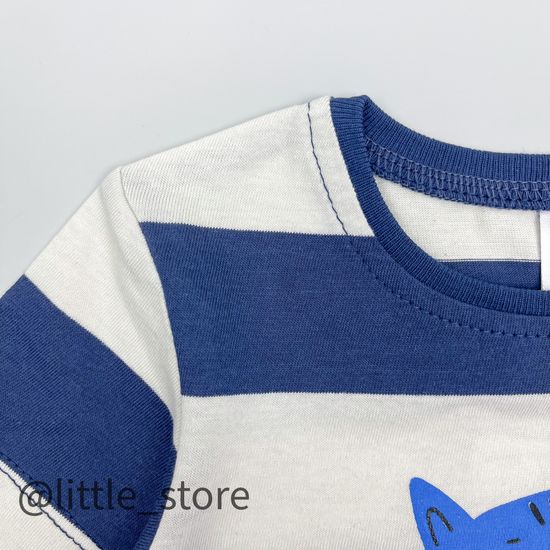 Футболка хлопковая "Папа-мой герой" полоска на синем