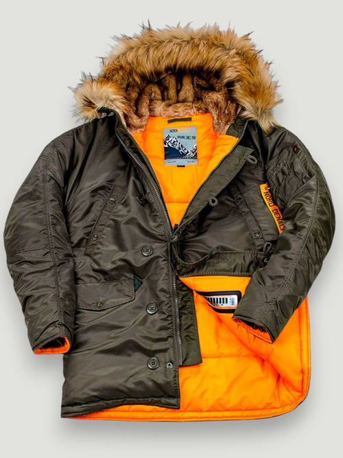 Куртка Аляска N-3B Husky Denali (т. серая - beluga/orange)